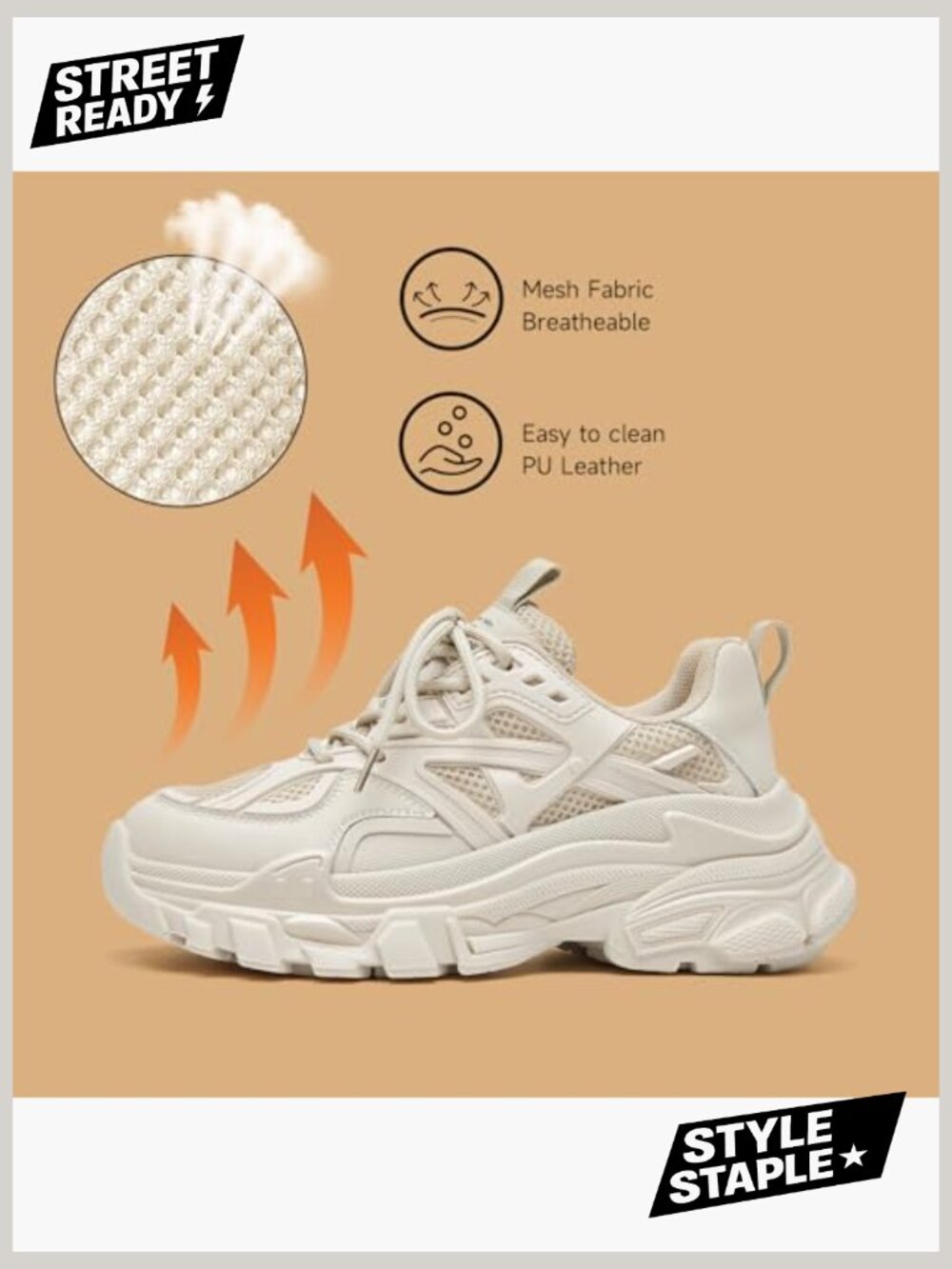 Chunky Platform Sneakers Women Fashion Dad Shoes Casual Lace-up Walking - Picture 6 of 7